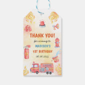 消防車の消防士1st誕生日パーティー ギフトタグ (裏面)