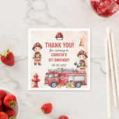 消防車の消防士1st誕生日パーティー スタンダードカクテルナプキン (インサイチュ)