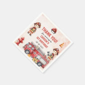 消防車の消防士1st誕生日パーティー スタンダードカクテルナプキン (角)