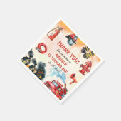 消防車の消防士1st誕生日パーティー スタンダードカクテルナプキン (角)