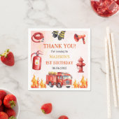 消防車の消防士1st誕生日パーティー スタンダードカクテルナプキン (インサイチュ)