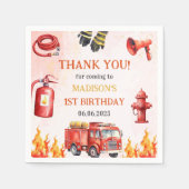 消防車の消防士1st誕生日パーティー スタンダードカクテルナプキン (正面)