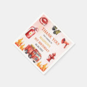 消防車の消防士1st誕生日パーティー スタンダードカクテルナプキン (角)