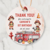 消防車の消防士1st誕生日パーティー フェイバータグ (裏面)