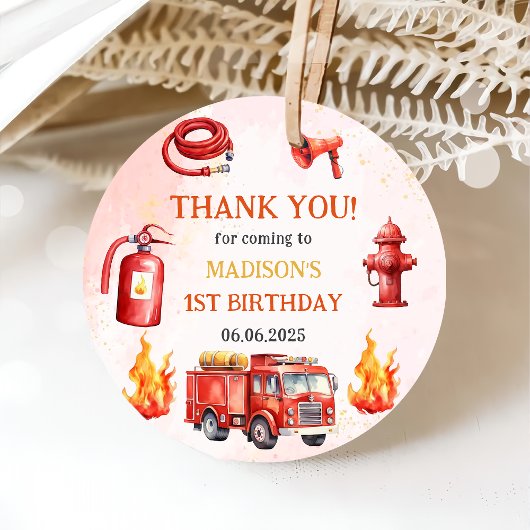 消防車の消防士1st誕生日パーティー フェイバータグ