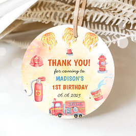 消防車の消防士1st誕生日パーティー フェイバータグ