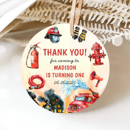 消防車の消防士1st誕生日パーティー フェイバータグ