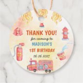 消防車の消防士1st誕生日パーティー フェイバータグ (裏面)