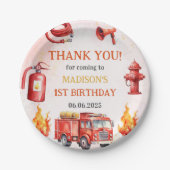 消防車の消防士1st誕生日パーティー ペーパープレート (正面)