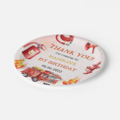 消防車の消防士1st誕生日パーティー ペーパープレート (アングル)