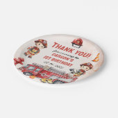 消防車の消防士1st誕生日パーティー ペーパープレート (アングル)