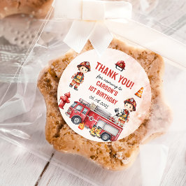 消防車の消防士1st誕生日パーティー ラウンドシール