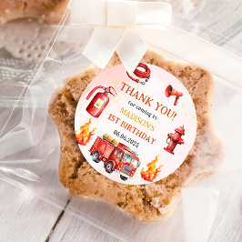 消防車の消防士1st誕生日パーティー ラウンドシール