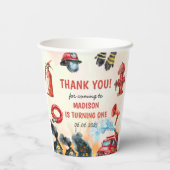 消防車の消防士1st誕生日パーティー 紙コップ (裏面)