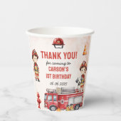 消防車の消防士1st誕生日パーティー 紙コップ (正面)