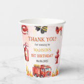 消防車の消防士1st誕生日パーティー 紙コップ (裏面)