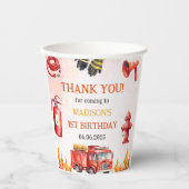 消防車の消防士1st誕生日パーティー 紙コップ (正面)