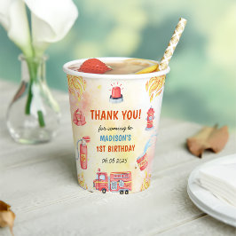 消防車の消防士1st誕生日パーティー 紙コップ