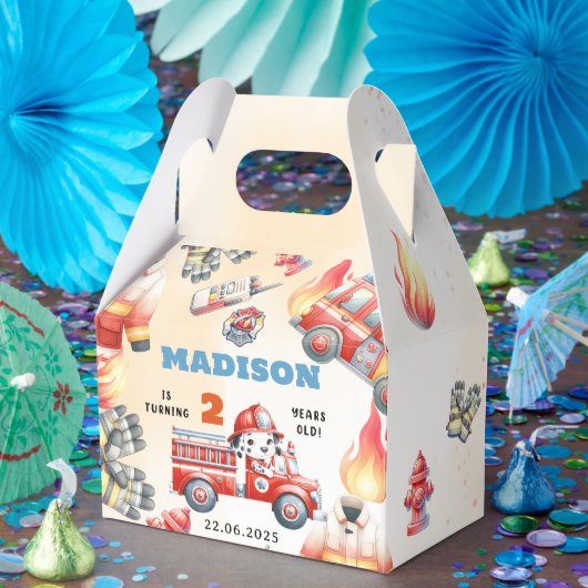 消防車の消防士2回目の誕生日 フェイバーボックス (パーティー)