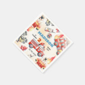 消防車の消防士2nd誕生日パーティー スタンダードカクテルナプキン (角)