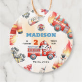 消防車の消防士2nd誕生日パーティー フェイバータグ (正面)