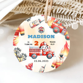 消防車の消防士2nd誕生日パーティー フェイバータグ