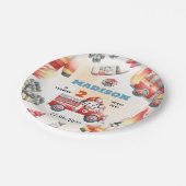 消防車の消防士2nd誕生日パーティー ペーパープレート (アングル)
