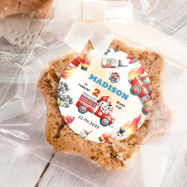 消防車の消防士2nd誕生日パーティー ラウンドシール