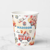 消防車の消防士2nd誕生日パーティー 紙コップ (正面)