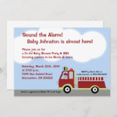 消防車の消防士 5x7 ベビーシャワー 招待状 (正面/裏面)