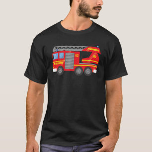 消防車の消防機関回転梯子 Tシャツ