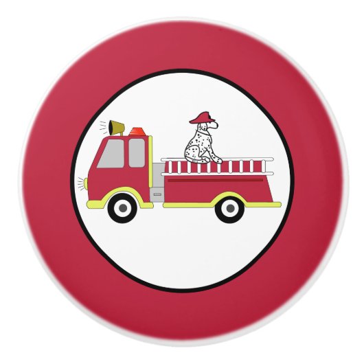 消防車の消防機関消防士ボーイズ子供部屋 セラミックノブ (正面)