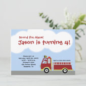 消防車の消防機関誕生日招待状 招待状 (スタンド正面)