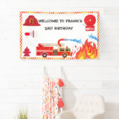 消防車の消防車のエンジンの誕生日パーティーのウェルカム 横断幕 (インサイチュ)