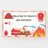 消防車の消防車のエンジンの誕生日パーティーのウェルカム 横断幕 (横)
