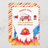 消防車の消防車のエンジン誕生日パーティーありがとう サンキューカード (正面/裏面)