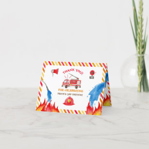 消防車の消防車のエンジン誕生日パーティーありがとう サンキューカード