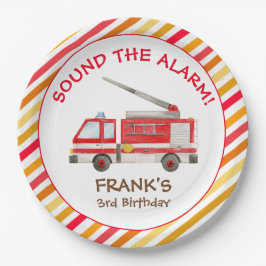 消防車の消防車のエンジン誕生日パーティー紙プレート ペーパープレート