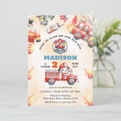 消防車の消防車の消防車の2nd誕生日パーティー 招待状 (スタンド正面)