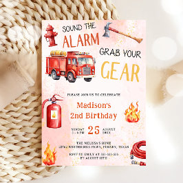 消防車の消防車の消防車の2nd誕生日パーティー 招待状