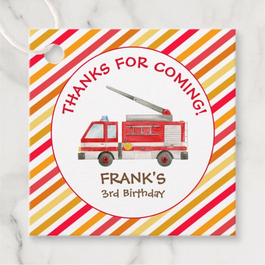 消防車の消防車の誕生日パーティー フェイバータグ (正面)