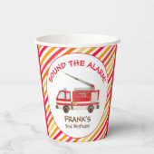 消防車の消防車の誕生日パーティー 紙コップ (裏面)