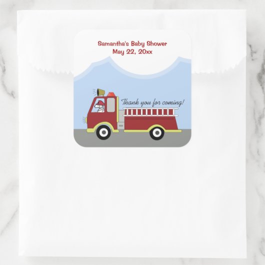 消防車の消防車エンジンSQUARE有利ステッカー スクエアシール (バッグ)