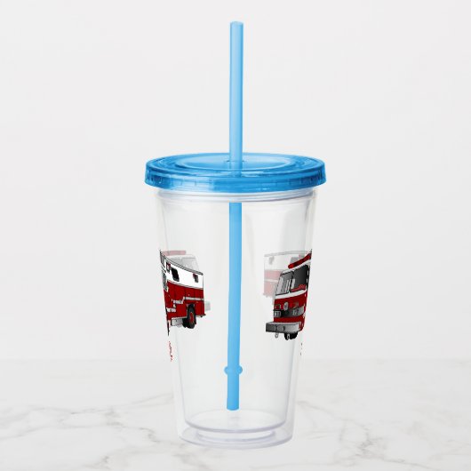 消防車の漫画イラストレーション アクリルタンブラー (右)