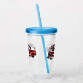 消防車の漫画イラストレーション アクリルタンブラー (左)