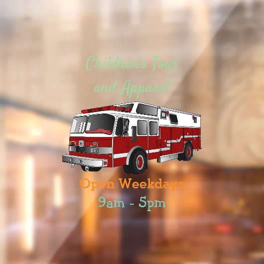 消防車の漫画イラストレーション ウィンドウサイン (シート2)