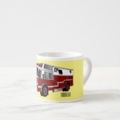 消防車の漫画イラストレーション エスプレッソカップ (正面右)