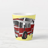 消防車の漫画イラストレーション カフェラテマグ (正面)