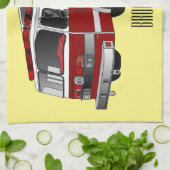 消防車の漫画イラストレーション キッチンタオル (折り畳み)