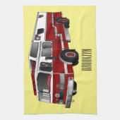 消防車の漫画イラストレーション キッチンタオル (縦)